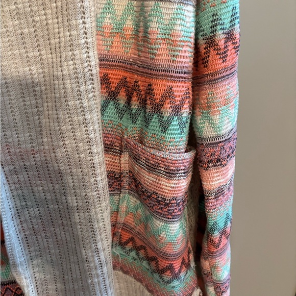 Miss Me Sweater Womens Large Open Front Southwestern with Sequins & Pockets - Picture 2 of 5